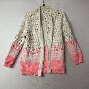 A by Anthropologie Sweater Cardigan sz‎ S Pink linen blend open long crochet